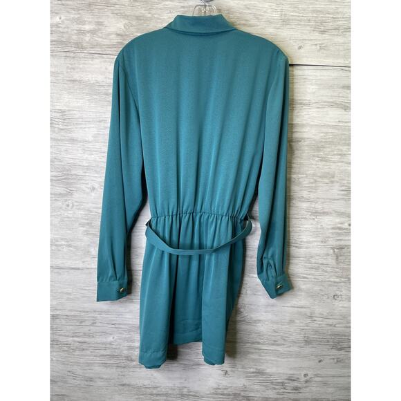 Vintage Tanner Dress Womens 6 Belted Long Sleeve Shirt Dress Pockets USA 80s - Picture 9 of 11